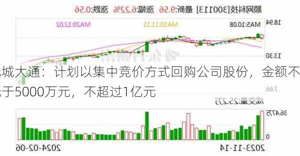 冠城大通：计划以集中竞价方式回购公司股份，金额不低于5000万元，不超过1亿元