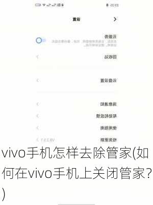 vivo手机怎样去除管家(如何在vivo手机上关闭管家？)