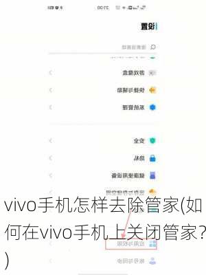 vivo手机怎样去除管家(如何在vivo手机上关闭管家？)