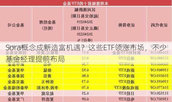 Sora概念成新造富机遇？这些ETF领涨市场，不少基金经理提前布局