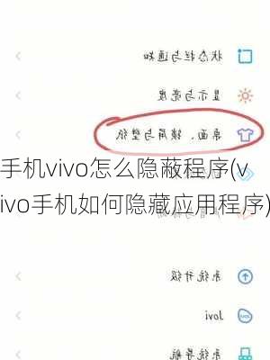 手机vivo怎么隐蔽程序(vivo手机如何隐藏应用程序)