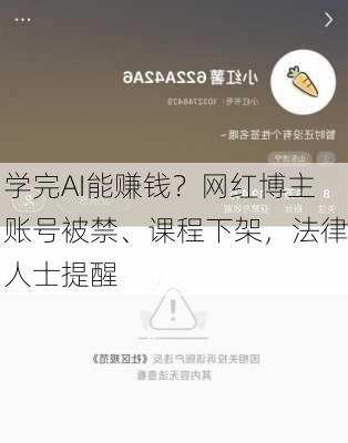 学完AI能赚钱？网红博主账号被禁、课程下架，法律人士提醒