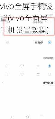 vivo全屏手机设置(vivo全面屏手机设置教程)