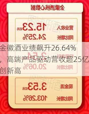 金徽酒业绩飙升26.64%，高端产品驱动营收超25亿创新高