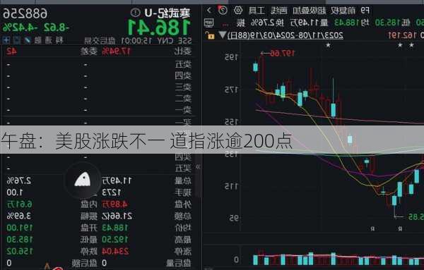 午盘：美股涨跌不一 道指涨逾200点