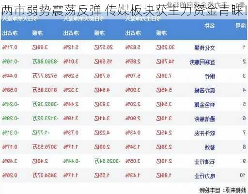 两市弱势震荡反弹 传媒板块获主力资金青睐！