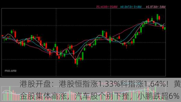 港股开盘：港股恒指涨1.33%科指涨1.64%！黄金股集体高涨，汽车股个别下挫，小鹏跌超6%