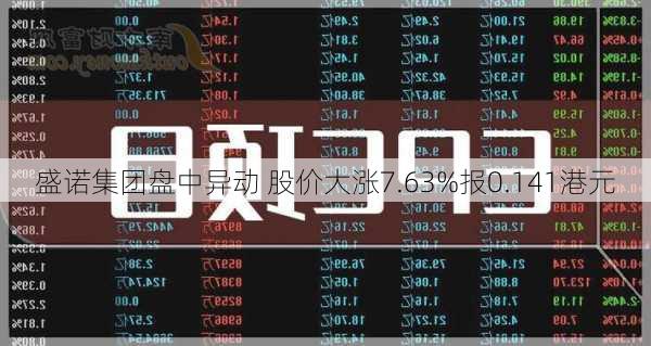 盛诺集团盘中异动 股价大涨7.63%报0.141港元