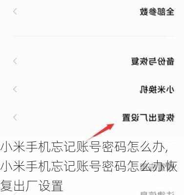 小米手机忘记账号密码怎么办,小米手机忘记账号密码怎么办恢复出厂设置