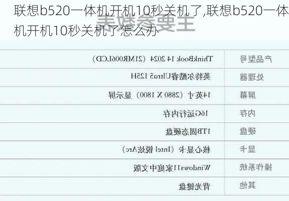 联想b520一体机开机10秒关机了,联想b520一体机开机10秒关机了怎么办