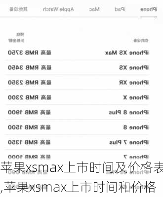 苹果xsmax上市时间及价格表,苹果xsmax上市时间和价格