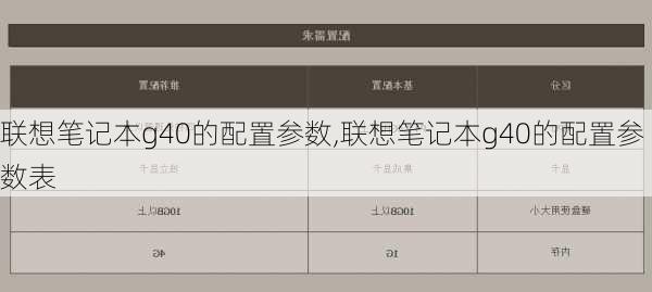 联想笔记本g40的配置参数,联想笔记本g40的配置参数表