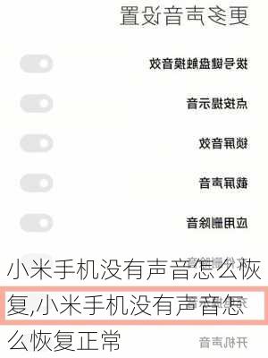 小米手机没有声音怎么恢复,小米手机没有声音怎么恢复正常