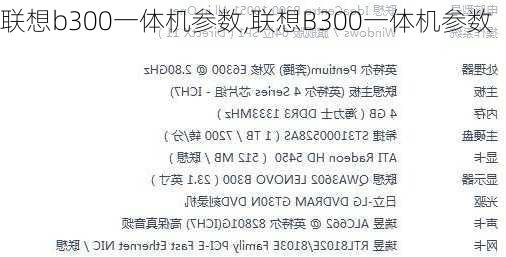 联想b300一体机参数,联想B300一体机参数