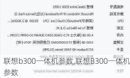 联想b300一体机参数,联想B300一体机参数