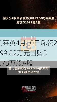 凯莱英4月10日斥资2999.82万元回购36.78万股A股