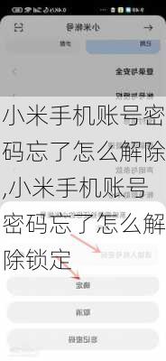 小米手机账号密码忘了怎么解除,小米手机账号密码忘了怎么解除锁定