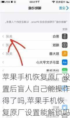 苹果手机恢复原厂设置后盲人自己能操作得了吗,苹果手机恢复原厂设置能解锁吗