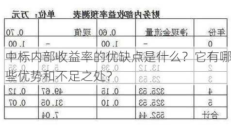 中标内部收益率的优缺点是什么？它有哪些优势和不足之处？