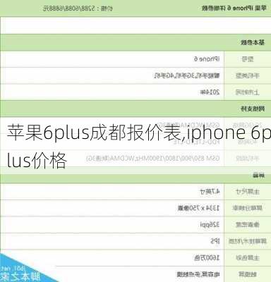 苹果6plus成都报价表,iphone 6plus价格