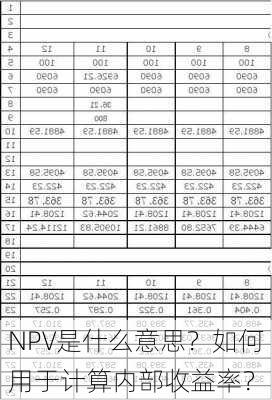 NPV是什么意思？如何用于计算内部收益率？