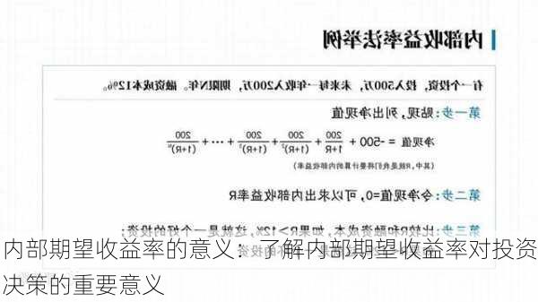 内部期望收益率的意义：了解内部期望收益率对投资决策的重要意义