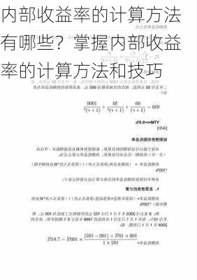 内部收益率的计算方法有哪些？掌握内部收益率的计算方法和技巧