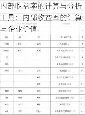 内部收益率的计算与分析工具：内部收益率的计算与企业价值