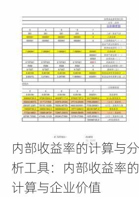 内部收益率的计算与分析工具：内部收益率的计算与企业价值