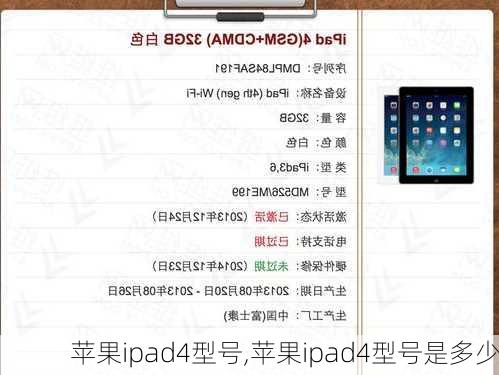 苹果ipad4型号,苹果ipad4型号是多少