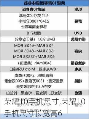 荣耀10手机尺寸,荣耀10手机尺寸长宽高6