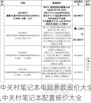 中关村笔记本电脑参数报价大全,中关村笔记本配置报价大全