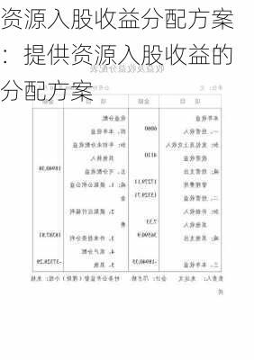 资源入股收益分配方案：提供资源入股收益的分配方案