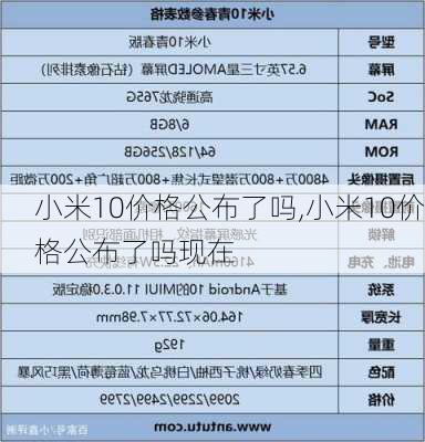 小米10价格公布了吗,小米10价格公布了吗现在