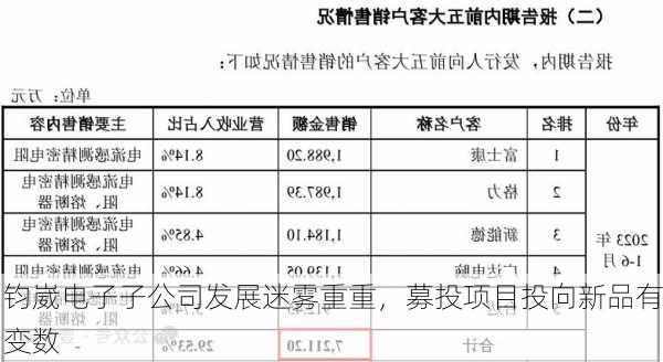 钧崴电子子公司发展迷雾重重，募投项目投向新品有变数