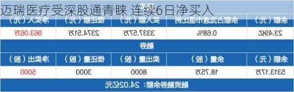 迈瑞医疗受深股通青睐 连续6日净买入