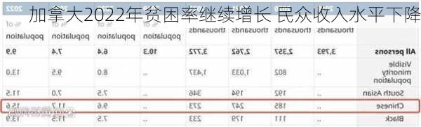 加拿大2022年贫困率继续增长 民众收入水平下降