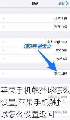 苹果手机触控球怎么设置,苹果手机触控球怎么设置返回