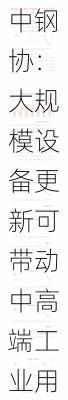 中钢协：大规模设备更新可带动中高端工业用钢材消费增量约800万吨