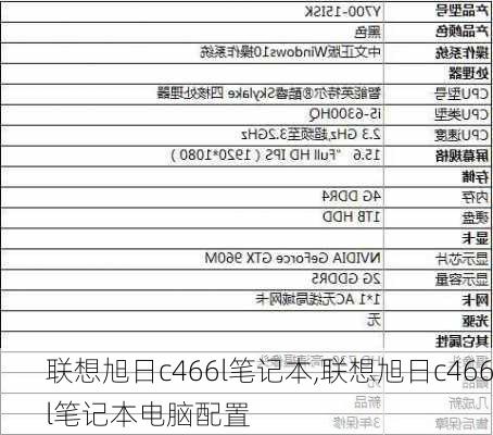 联想旭日c466l笔记本,联想旭日c466l笔记本电脑配置