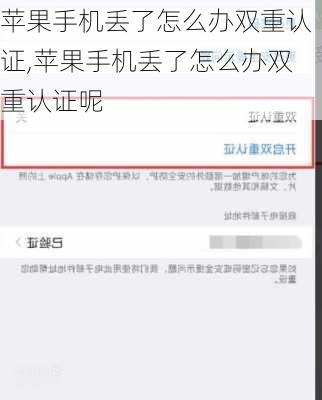 苹果手机丢了怎么办双重认证,苹果手机丢了怎么办双重认证呢