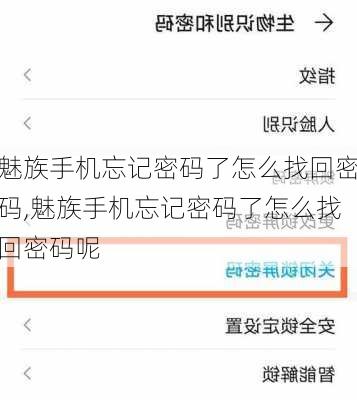 魅族手机忘记密码了怎么找回密码,魅族手机忘记密码了怎么找回密码呢