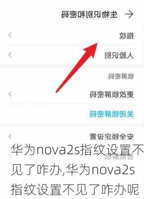 华为nova2s指纹设置不见了咋办,华为nova2s指纹设置不见了咋办呢