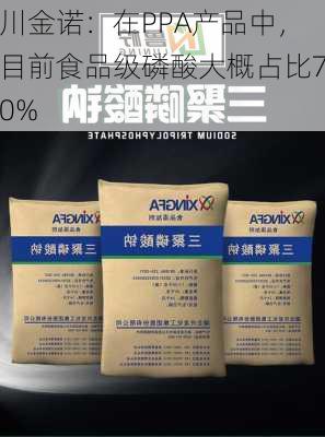 川金诺：在PPA产品中，目前食品级磷酸大概占比70%