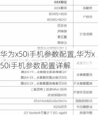 华为x50i手机参数配置,华为x50i手机参数配置详解