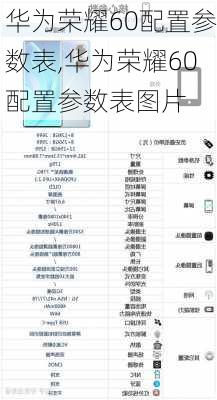 华为荣耀60配置参数表,华为荣耀60配置参数表图片