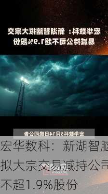 宏华数科：新湖智脑拟大宗交易减持公司不超1.9%股份