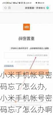 小米手机帐号密码忘了怎么办,小米手机帐号密码忘了怎么办啊