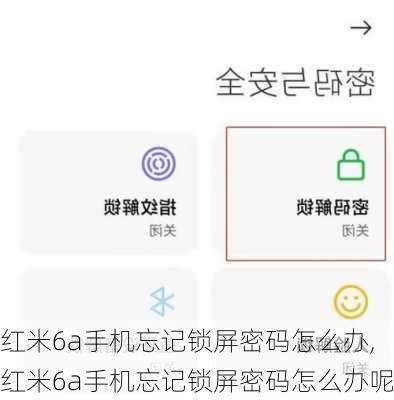 红米6a手机忘记锁屏密码怎么办,红米6a手机忘记锁屏密码怎么办呢