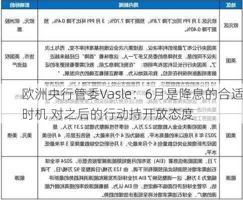 欧洲央行管委Vasle：6月是降息的合适时机 对之后的行动持开放态度